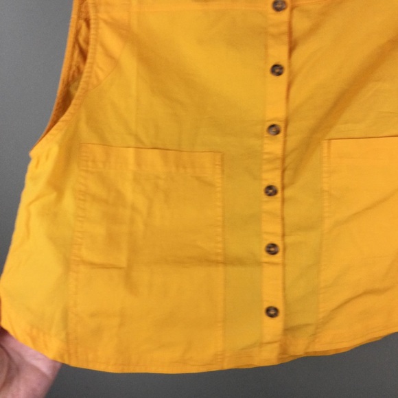 Free People Oversized Sleeveless Button Front Patch Pocket Yellow Top Size Small - Picture 7 of 11